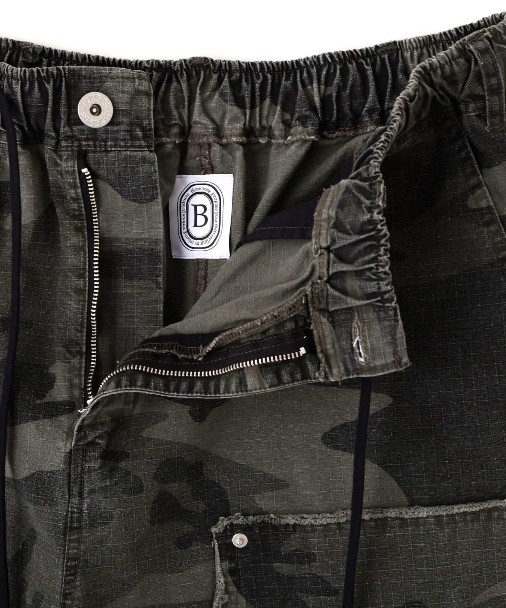 B omnivore/ビーオムニボー　W KNEE SHORTS RIP STOP ダブルニーショーツリップストップ BLACK M