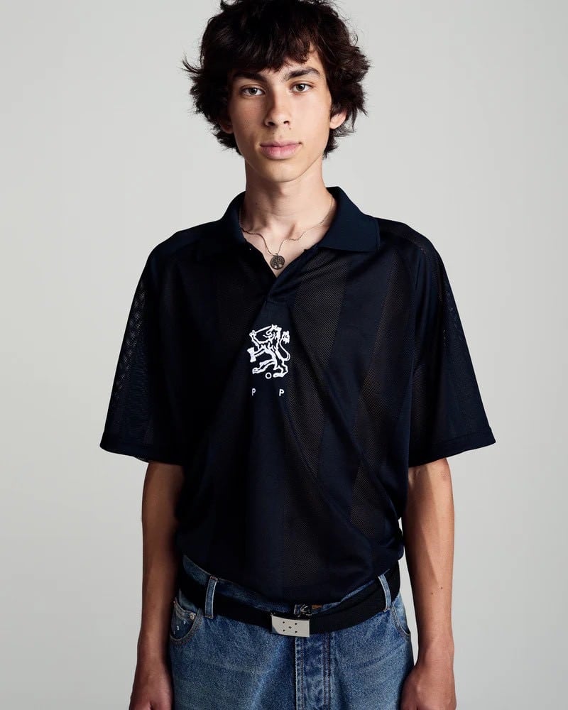 POP TRADING COMPANY/ポップトレーディングカンパニー/SPORTIF CUB SHIRT NAVY ポロシャツ NAVY M