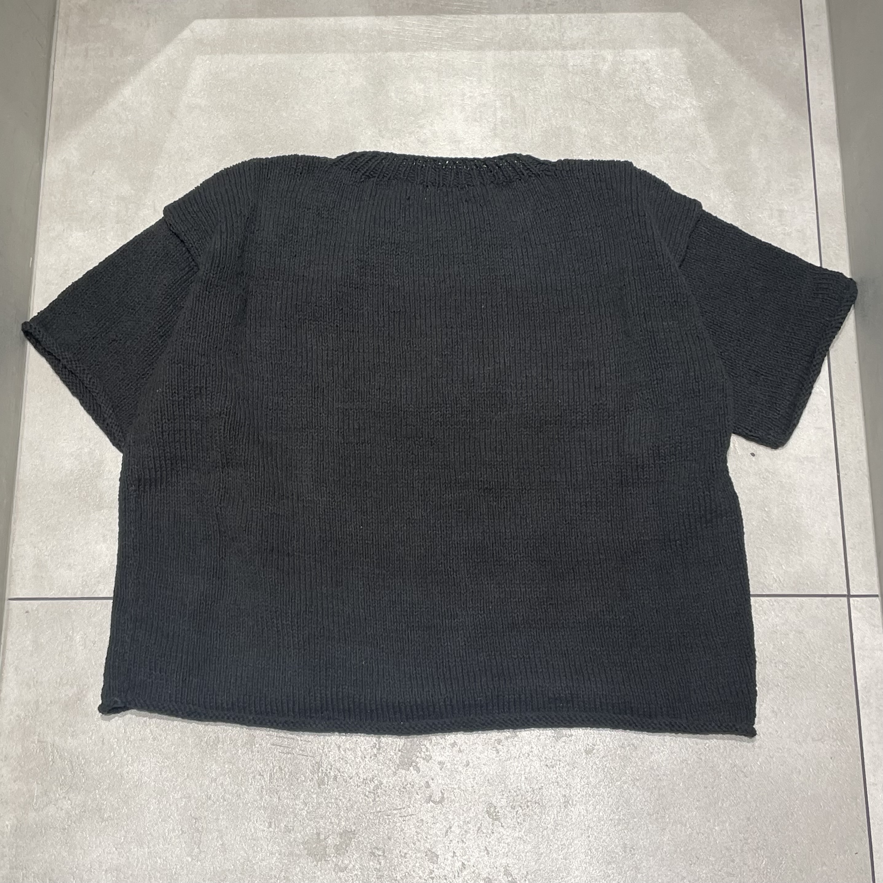 MacMahon Knitting Mills /マクマホンニッティングミルズ/Big S/S Crew Neck Knit-Flower BLACK×PINK FRE