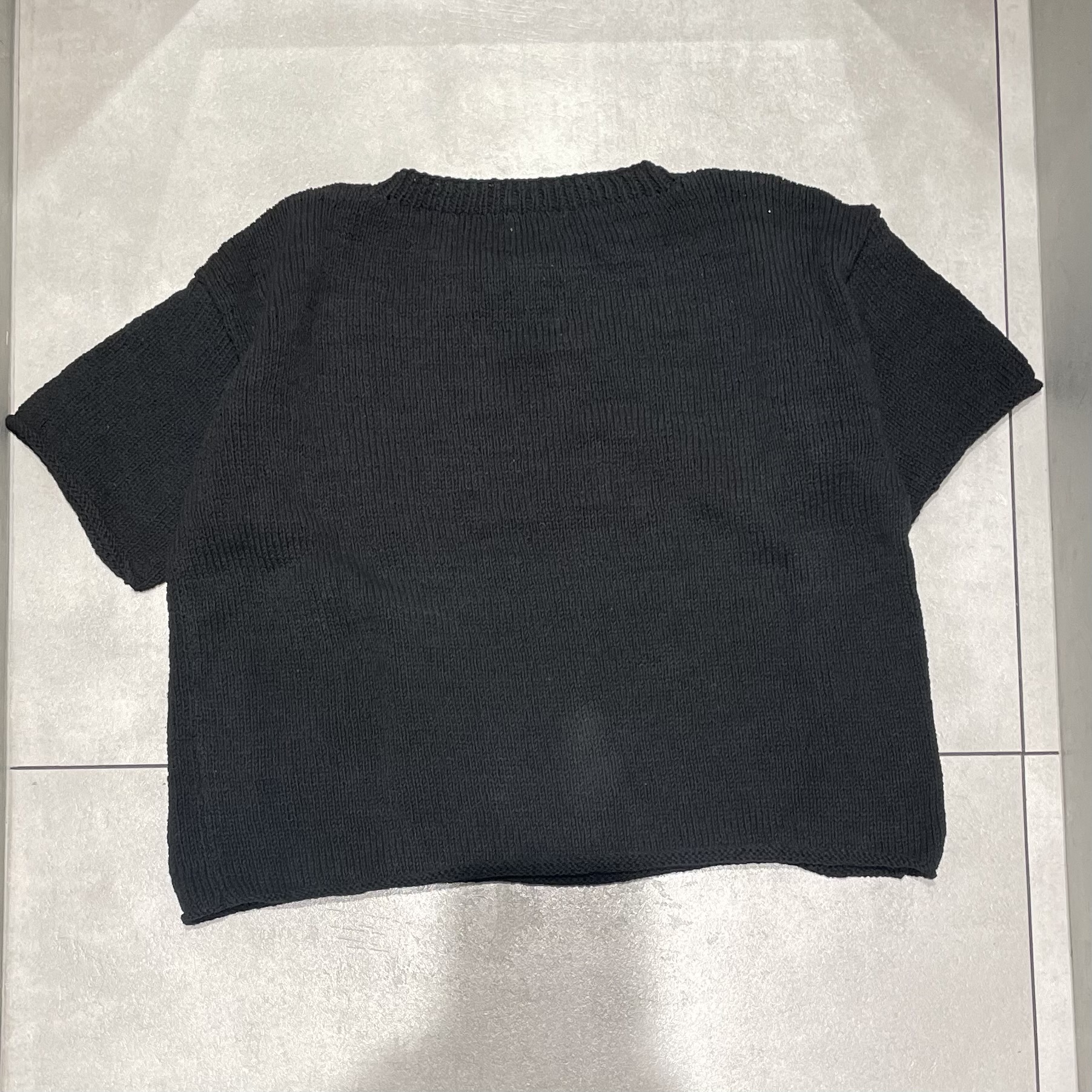 MacMahon Knitting Mills /マクマホンニッティングミルズ/Big S/S Crew Neck Knit-Flower BLACK×WHITE FREE