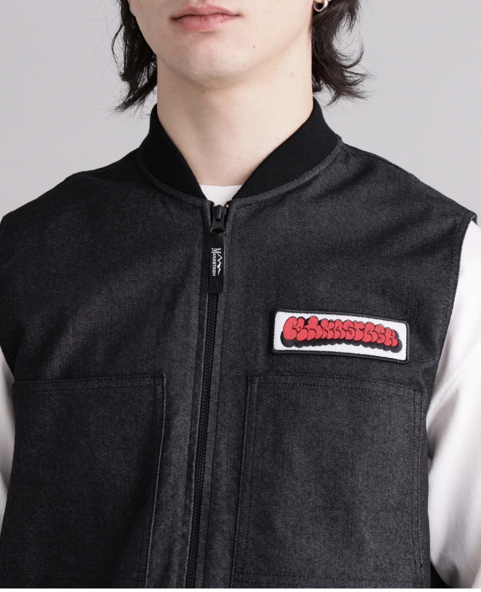 MANASTASH/マナスタッシュ/PATCHED LOGO WORK VEST BLACK S