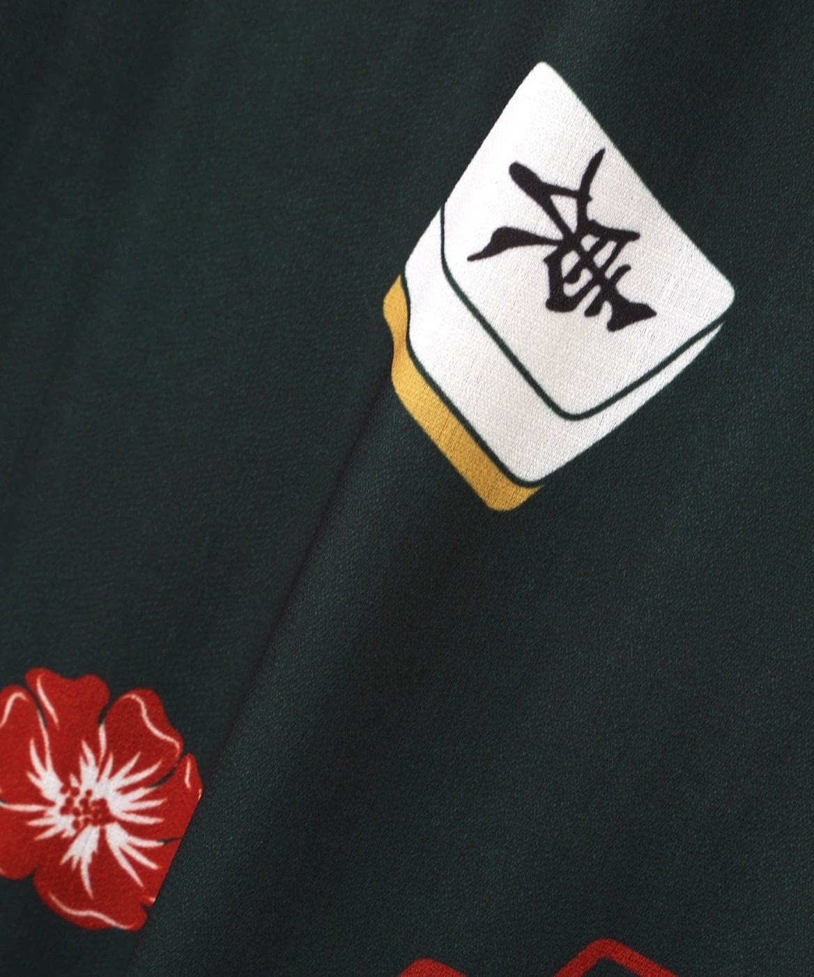 B omnivore/ビーオムニボー/MAHJONG S/S SHIRT 半袖シャツ　柄シャツ　麻雀 GREEN M