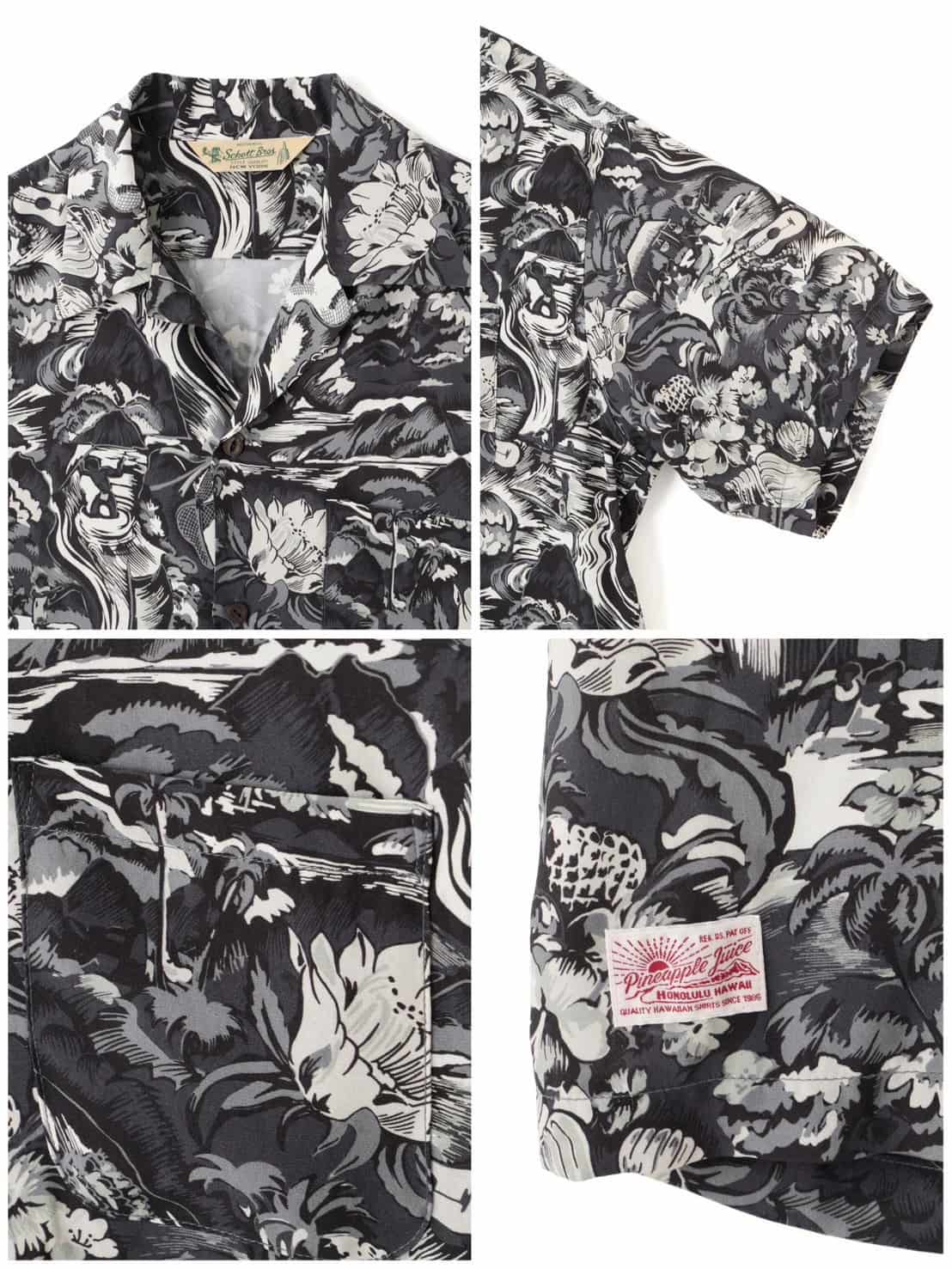 Schott×Pineapple Juice/ショット×パイナップルジュース WATER VALLEY RAYON SHIRT BLACK M