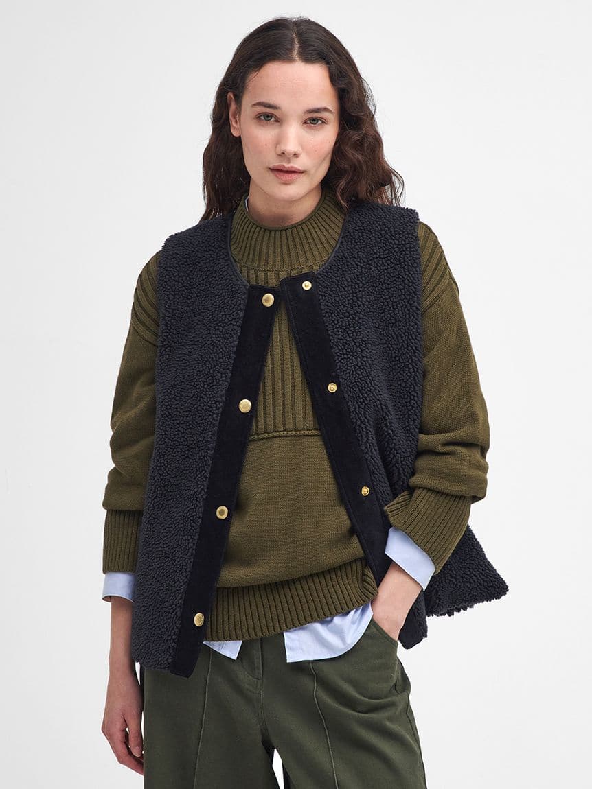 Barbour/バブアー Dulsie ボア ライナー ベスト BLACK 10