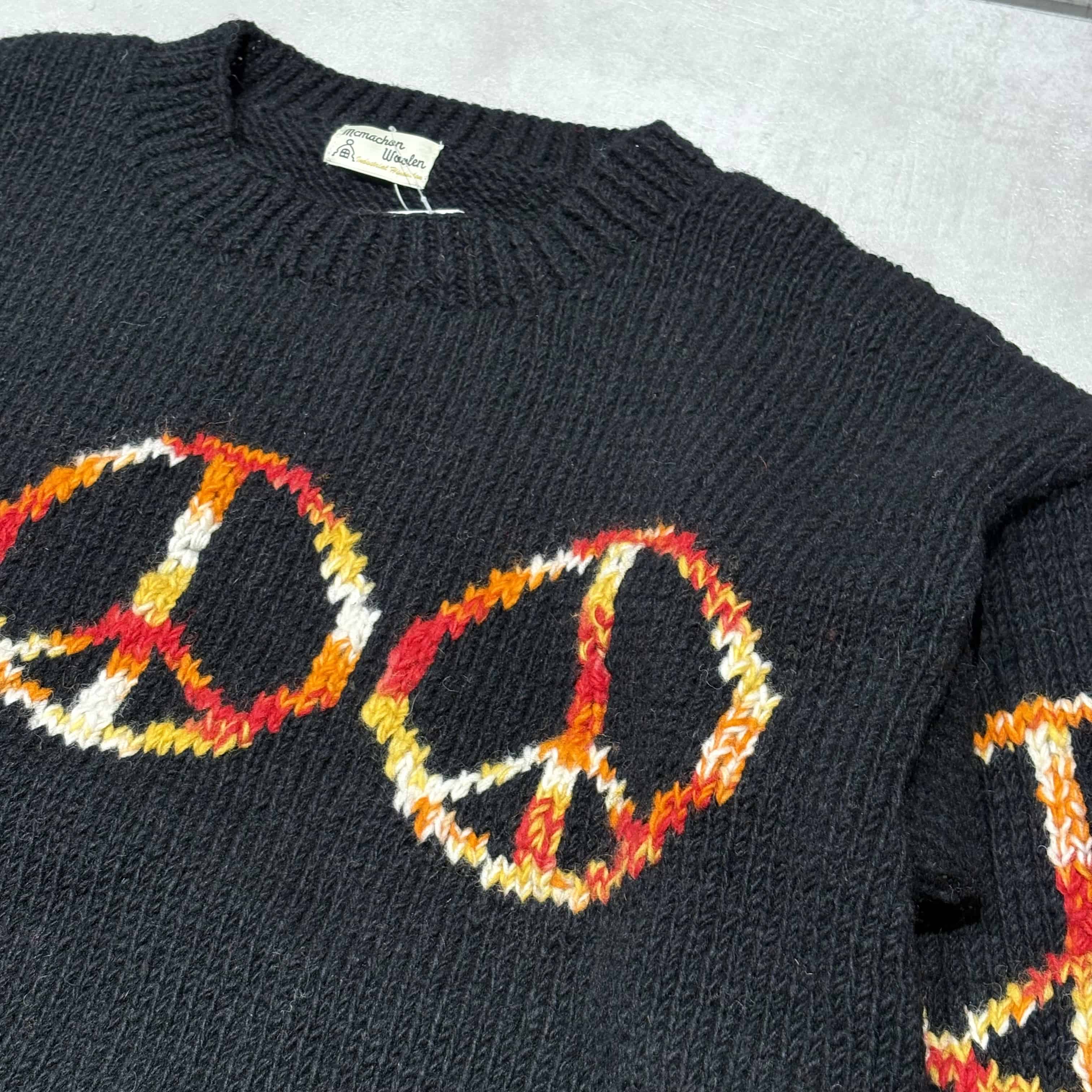MacMahon Knitting Mills /マクマホンニッティングミルズ/Crew Neck Knit - Peace BLACK ONE SIZE