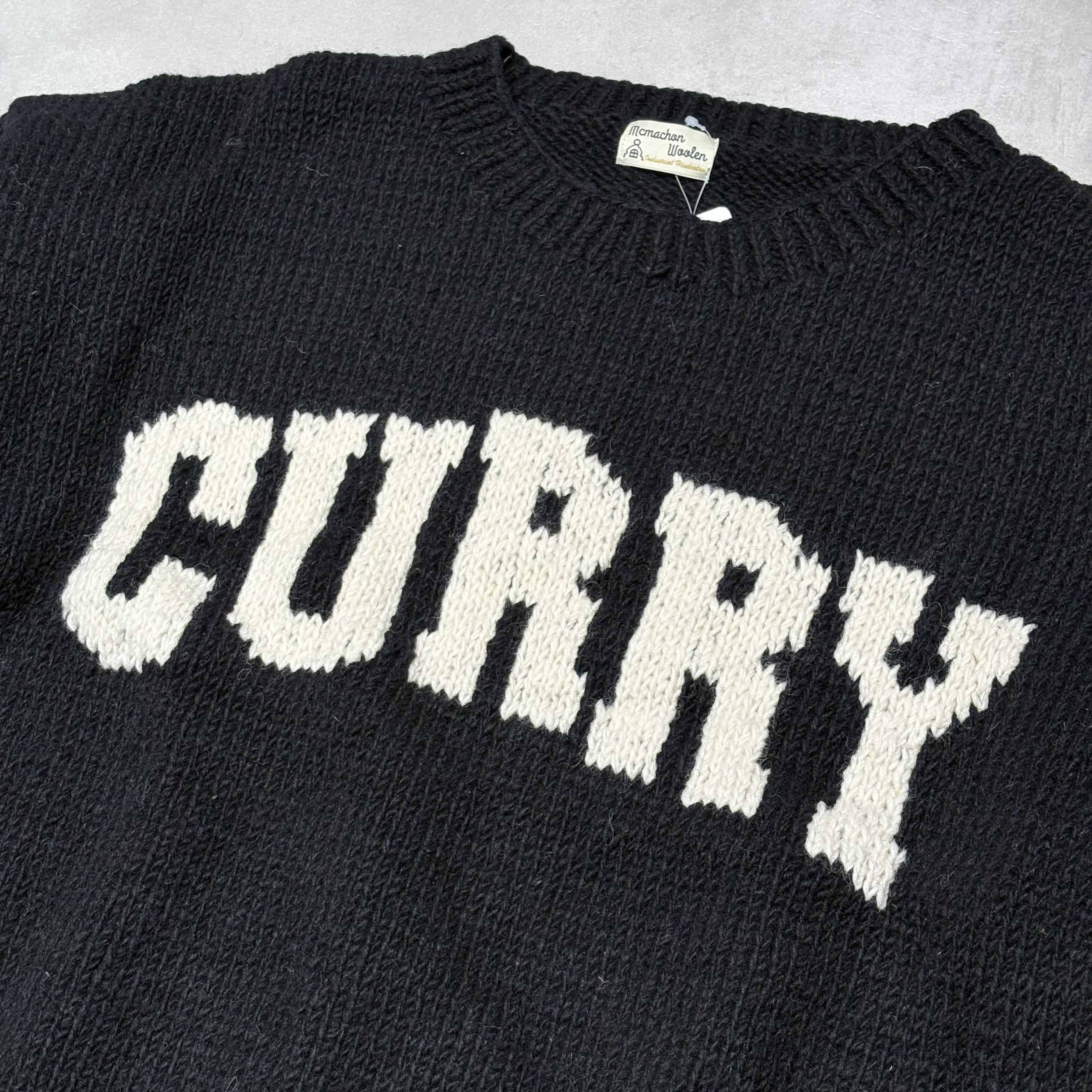 MacMahon Knitting Mills /マクマホンニッティングミルズ/Crew Neck Knit - CURRY -BLACK- BLACK ONE SIZE