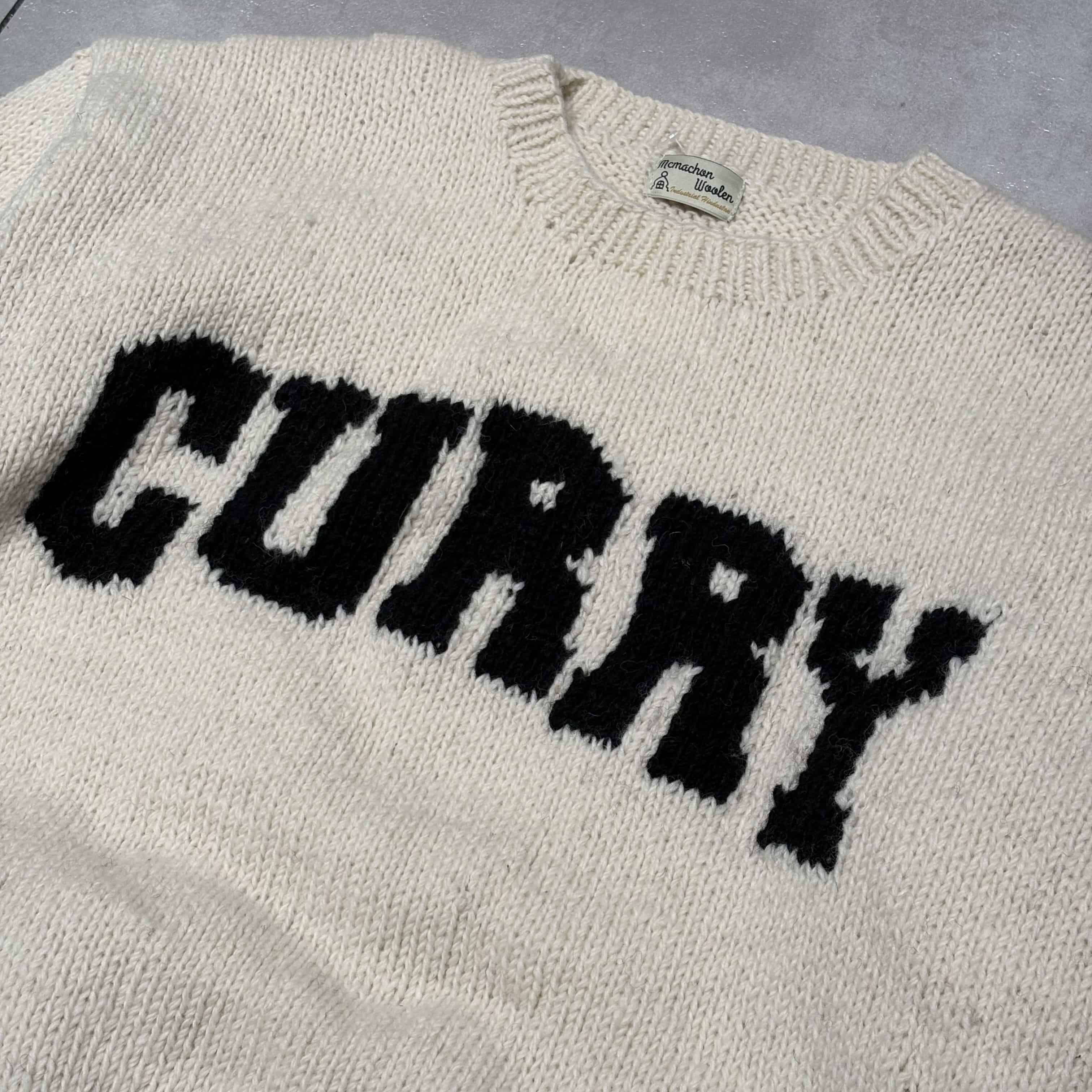 MacMahon Knitting Mills /マクマホンニッティングミルズ/Crew Neck Knit - CURRY -WHITE- WHITE ONE SIZE