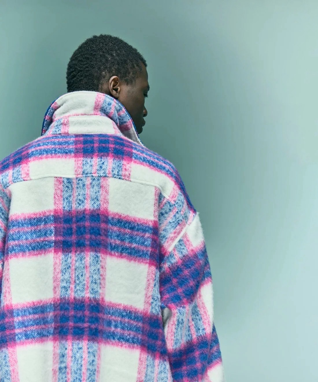 B omnivore/ビーオムニボー/SHAGGY SHIRT CHECK シャギーシャツチェック PINK M