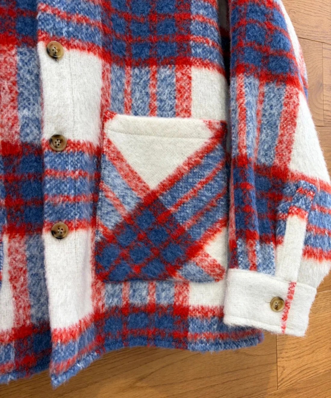 B omnivore/ビーオムニボー/SHAGGY SHIRT CHECK シャギーシャツチェック WHITE M