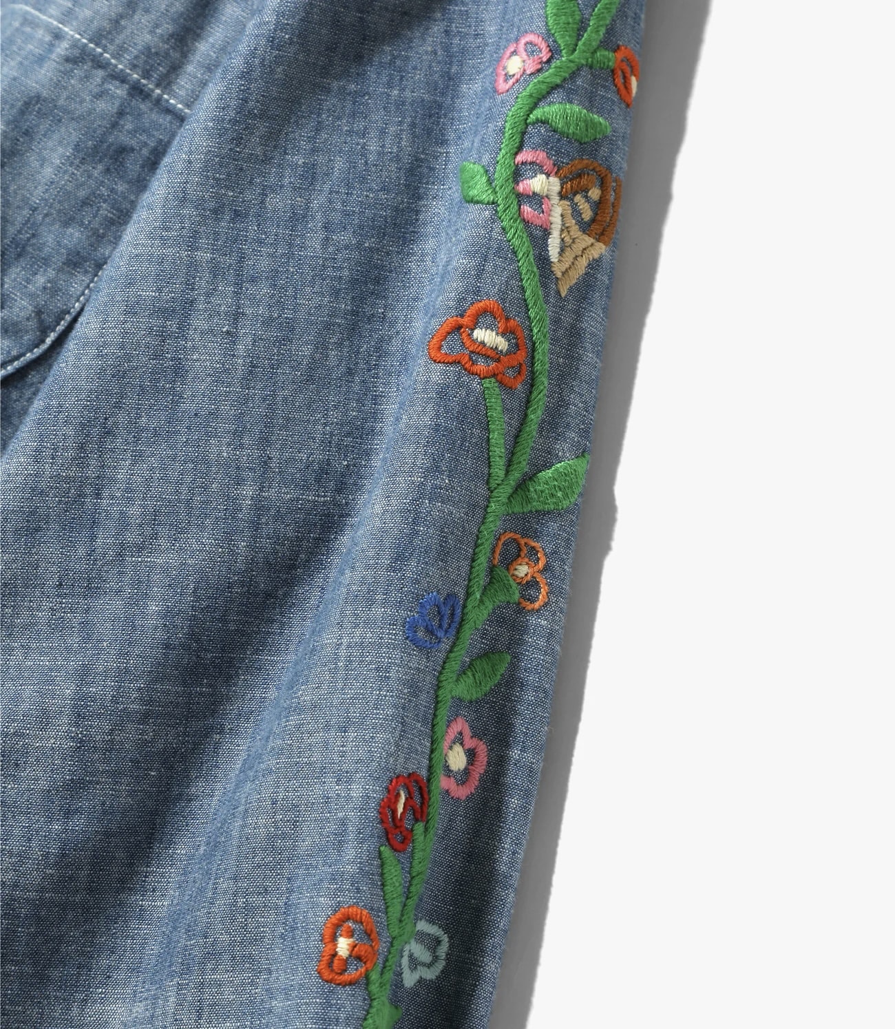 Needles/ニードルズ/ONE-UP SHIRT - COTTON CHAMBRAY / INDIA EMB. 24ss BLUE M