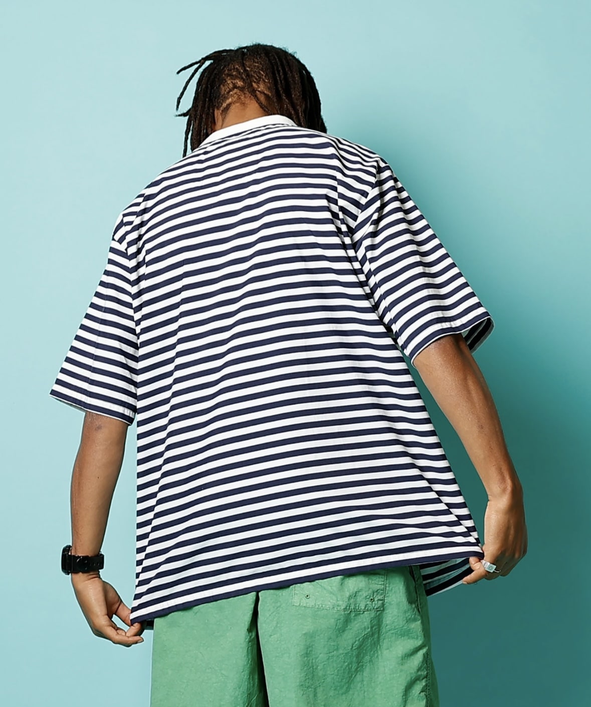 BURLAP OUTFITTER/バーラップアウトフィッター/S/S POCKET TEE PRINTED WHITE/BLUE M