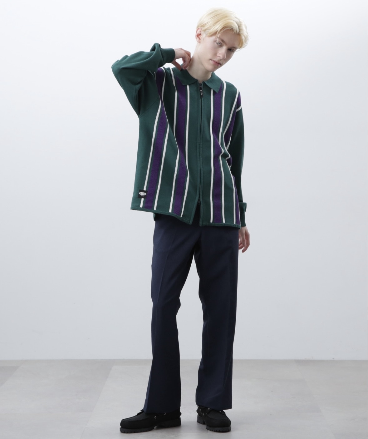 MANASTASH/マナスタッシュ/MCA STRIPE ZIP KNIT GREEN S