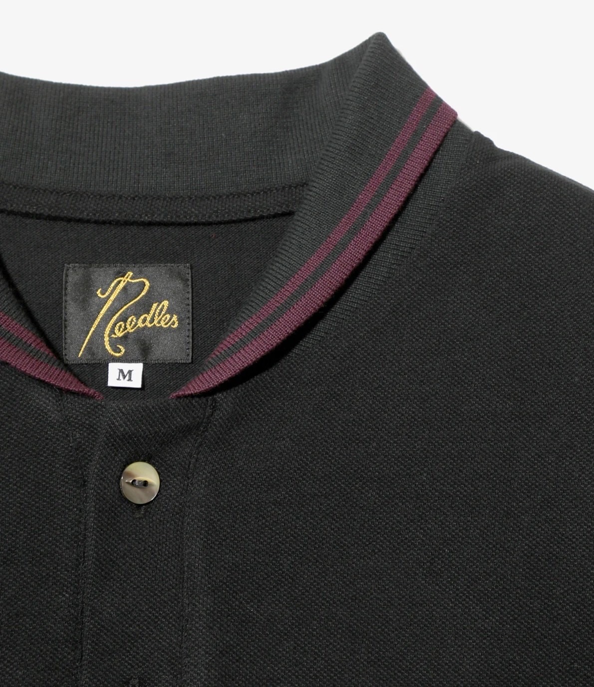 Needles/ニードルズ/Shawl Collar S/S Polo - Cotton Pique 25SS BLACK S