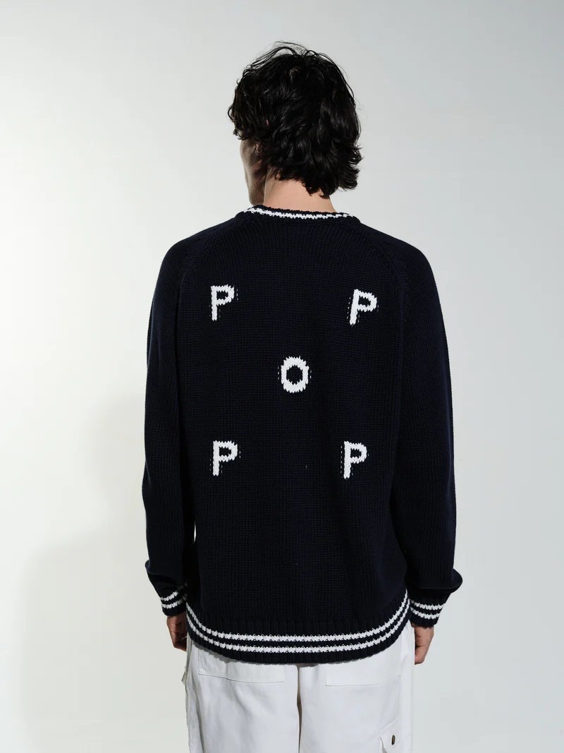 POP TRADING CO/ポップトレーディングカンパニー/Pop Knitted Logo Crewneck Navy NAVY S