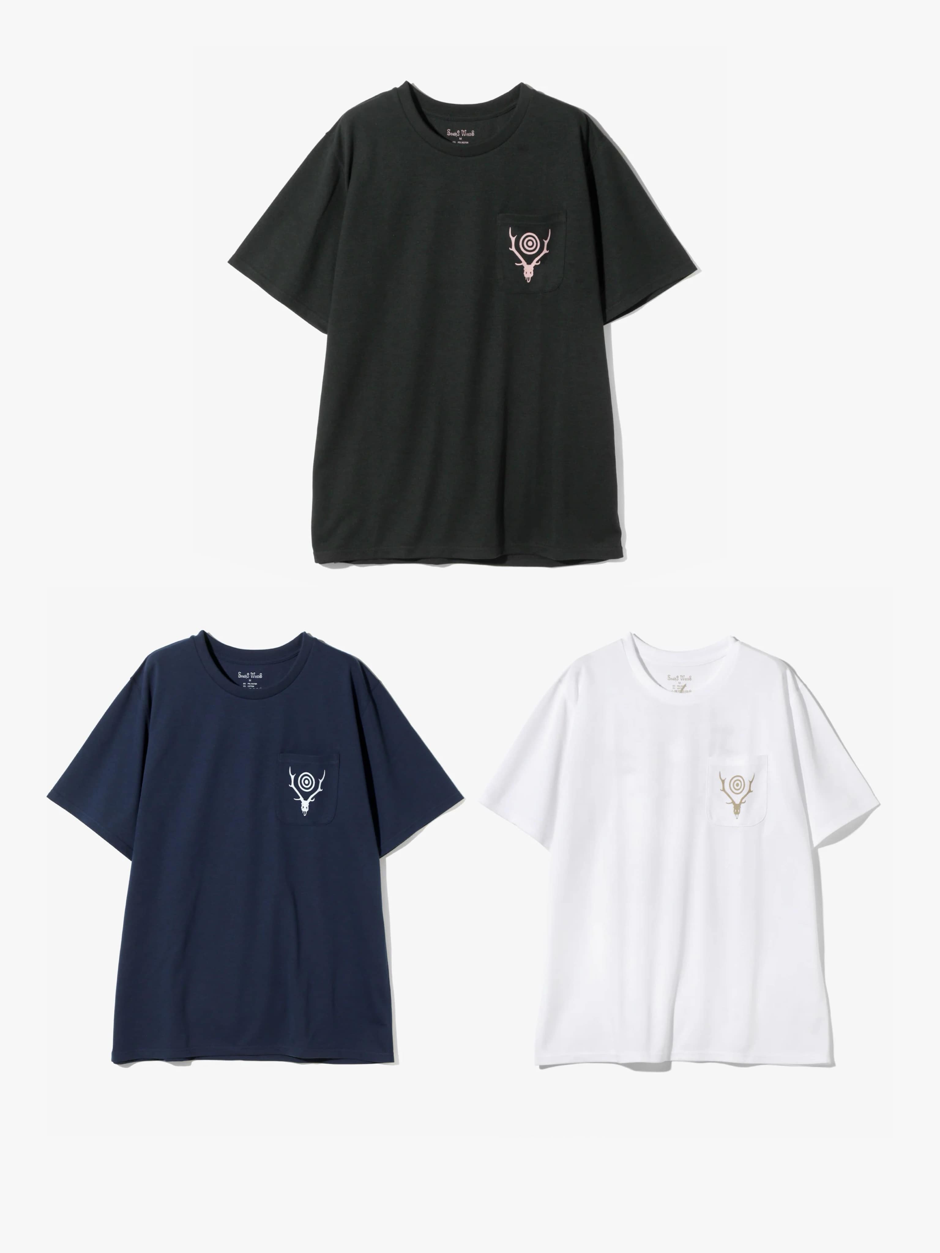 South2West8 /サウスツーウエストエイトS/S Round Pocket Tee - Circle Horn 25ss WHITE M