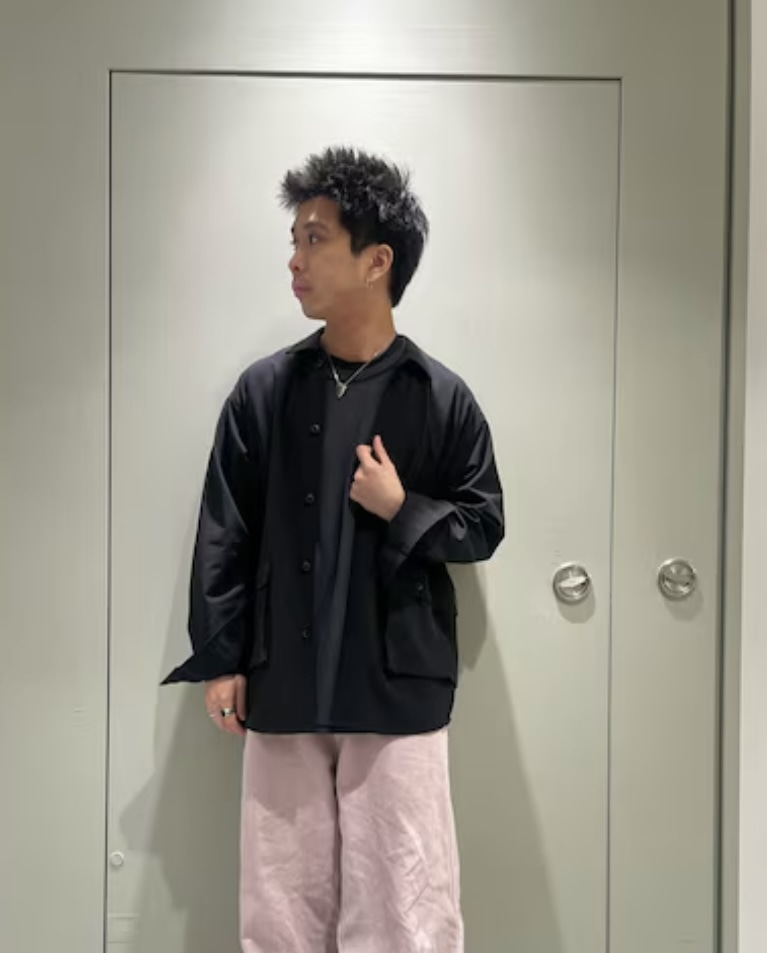 B omnivore/ビーオムニボー　N/R ストレッチシャツ BEIGE M