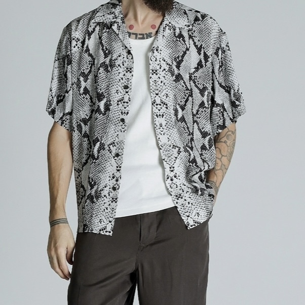 Schott/ショット/RAYON SHIRT PYTHON/レーヨンシャツ パイソン ライトグレー M