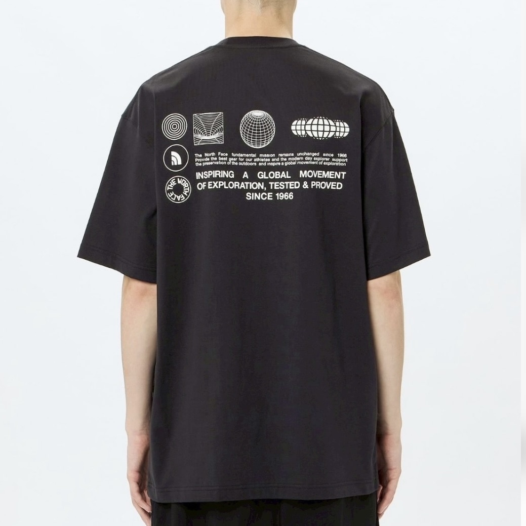 THE NORTH FACE/ザ・ノースフェイス/S/S FD Globe Grid Cotton Teeショートスリーブフラッシュドライグローブグリッドコットンティー BLACK M