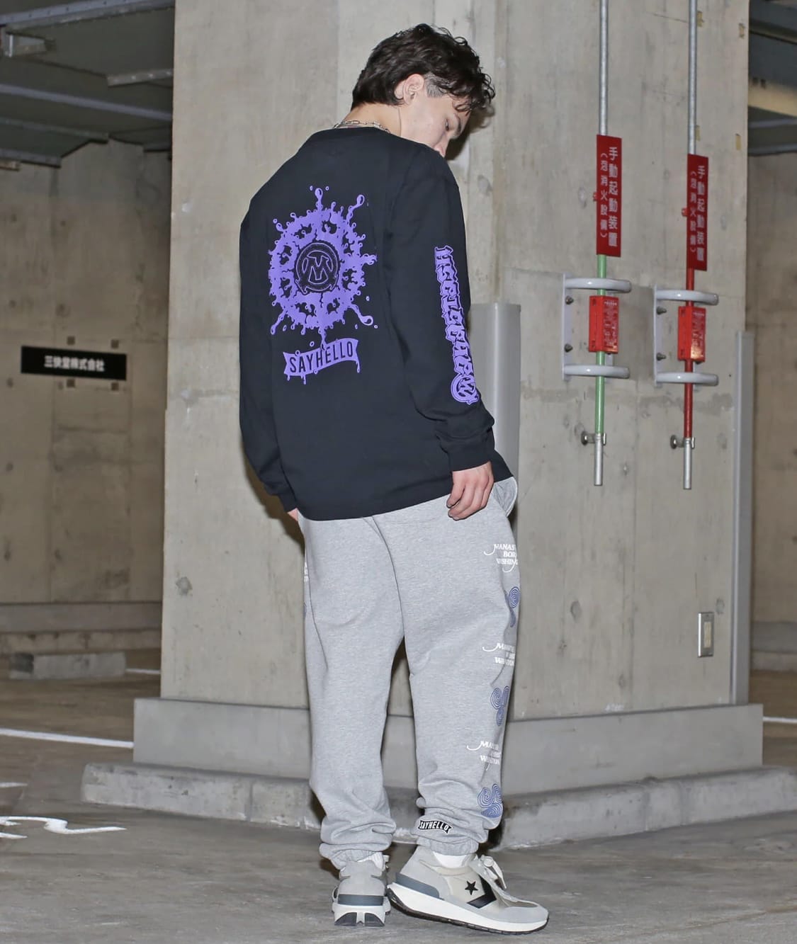 MANASTASH/マナスタッシュ/SAYHELLO L/S TEE BLACK S