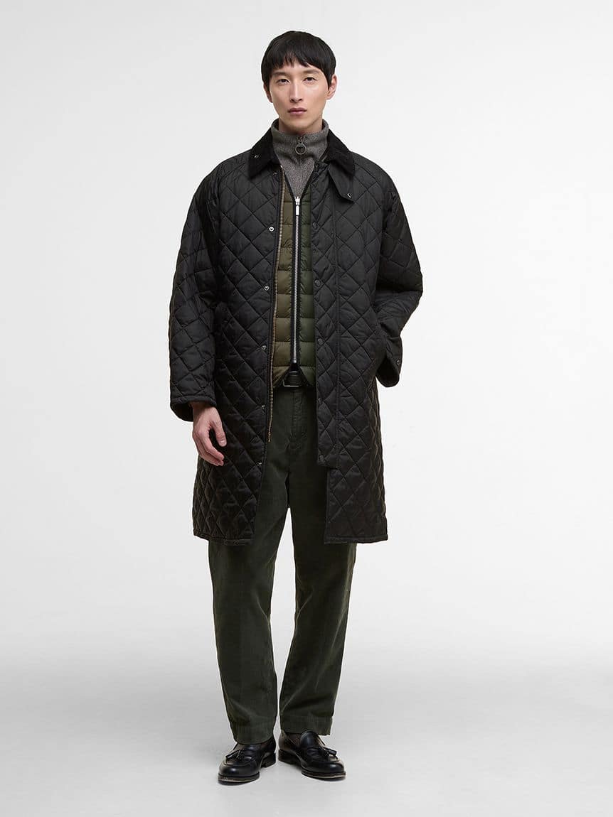 Barbour/バブアー　【EXMOOR / エクスモア】キルティング ミドル レングス コート　252MQU1867 BLACK 38