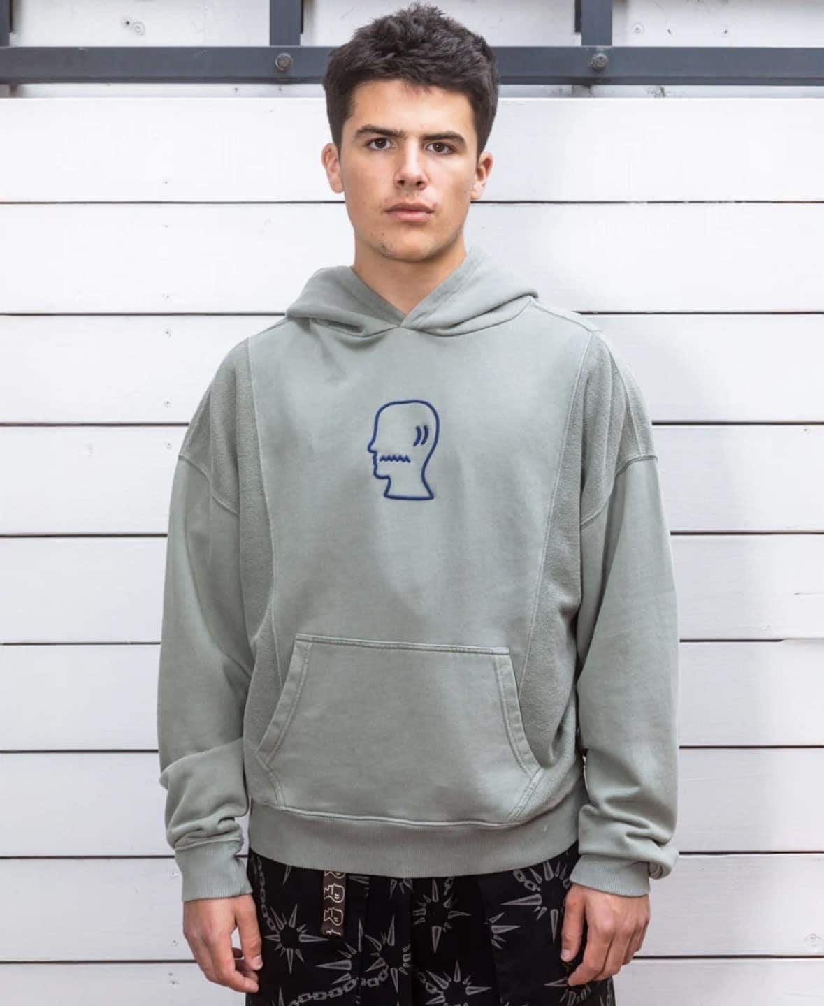 BRAIN DEAD/ブレインデッド/MENDOZA CROPPED HOODIE - CEMENT CEMNT M