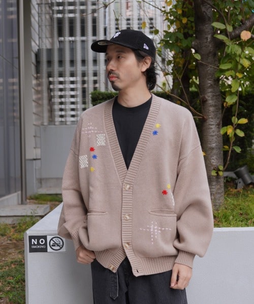 B omnivore/ビーオムニボー　HAND STITCH CARDIGAN ハンドステッチカーディガン BLACK M
