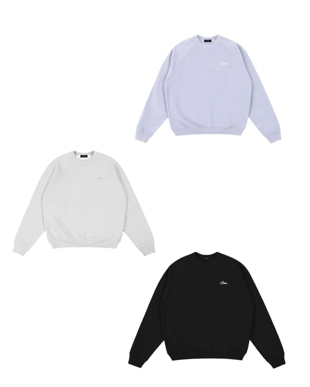 【Dime/ダイム】Cursive Small Logo Crewneck GRAY Lavender S