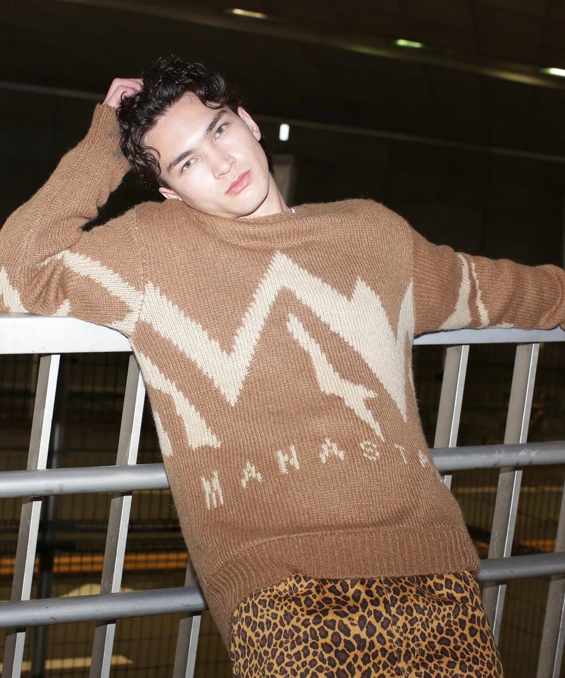 MANASTASH/マナスタッシュ/LOGO SWEATER ニット BROWN M