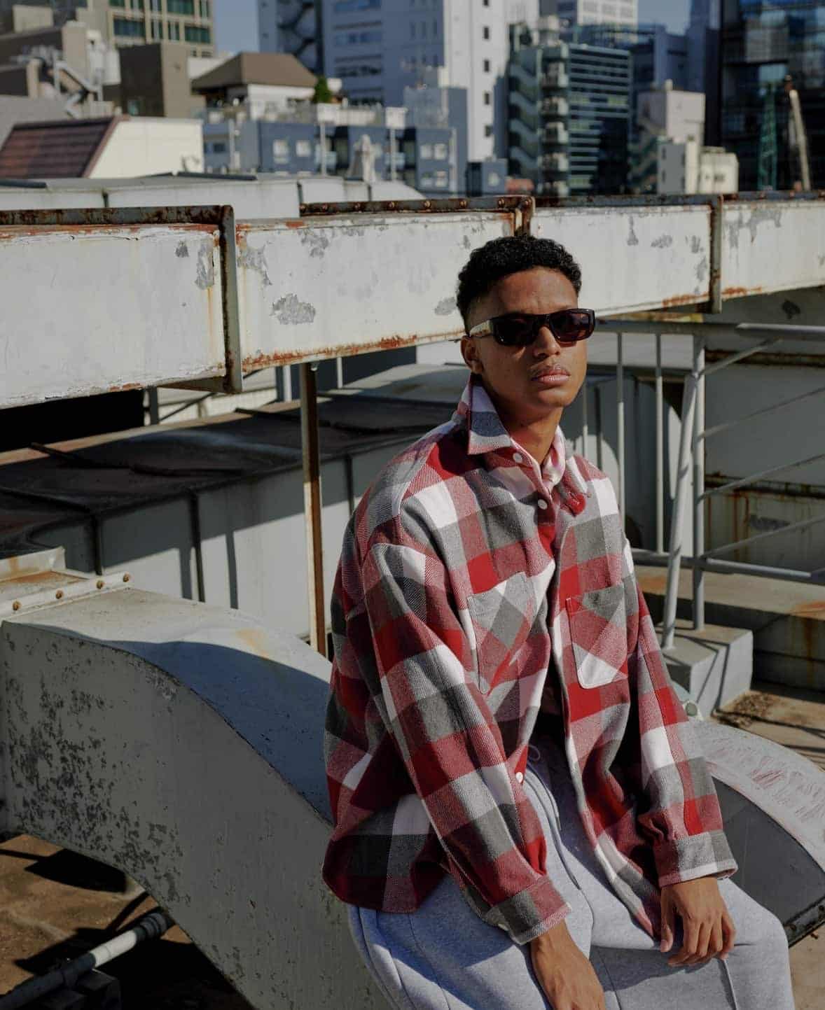 B omnivore/ビーオムニボー/BLOCK CHECK SHIRTS ブロックチェックシャツ RED M