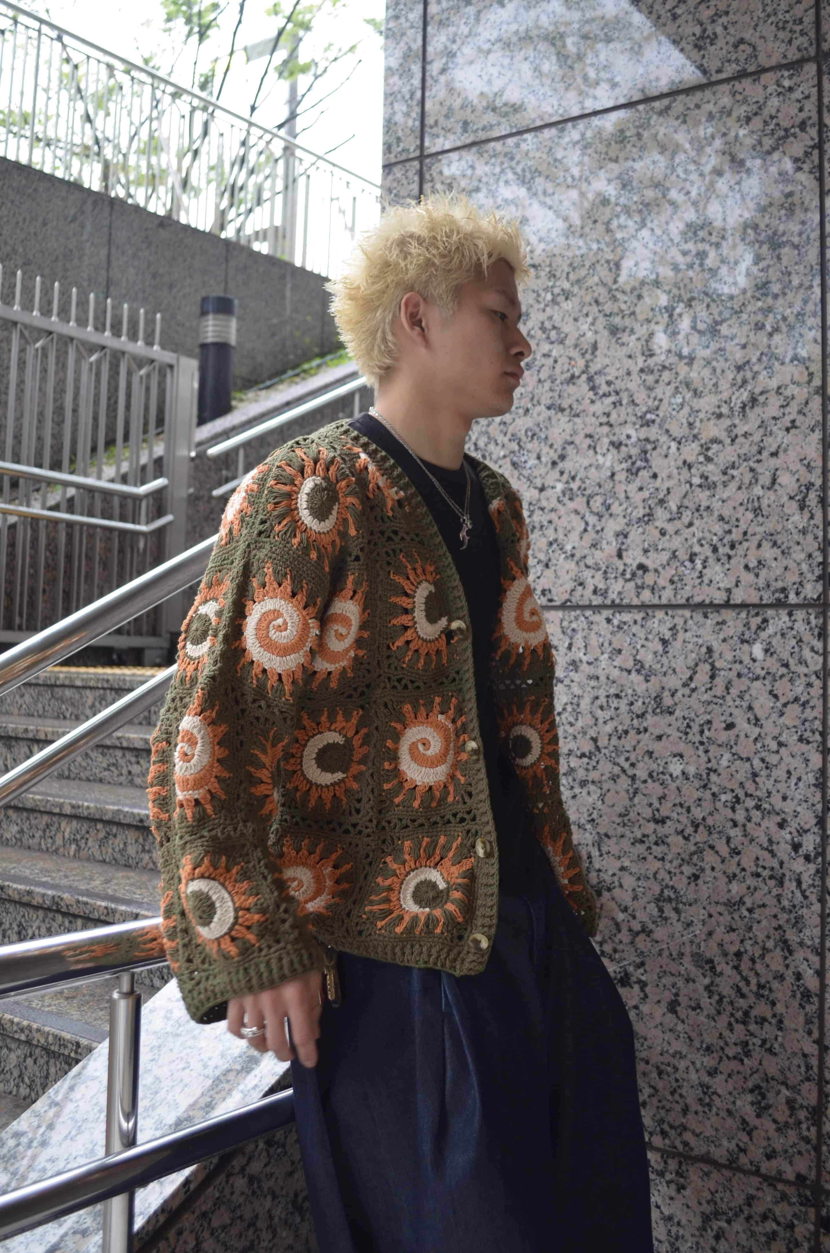 MacMahon Knitting Mills /マクマホンニッティングミルズ/Moon&Sun Cardigan OLIVE FREE