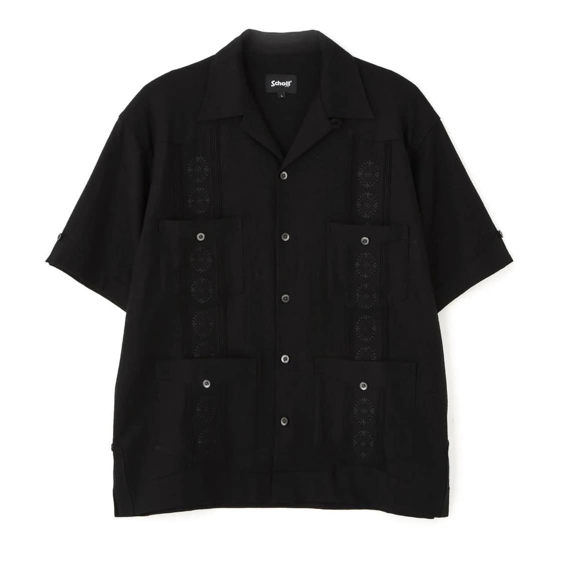 Schott/ショット/LINEN GUAYABERA SHIRT/リネン キューバシャツ KHAKI M