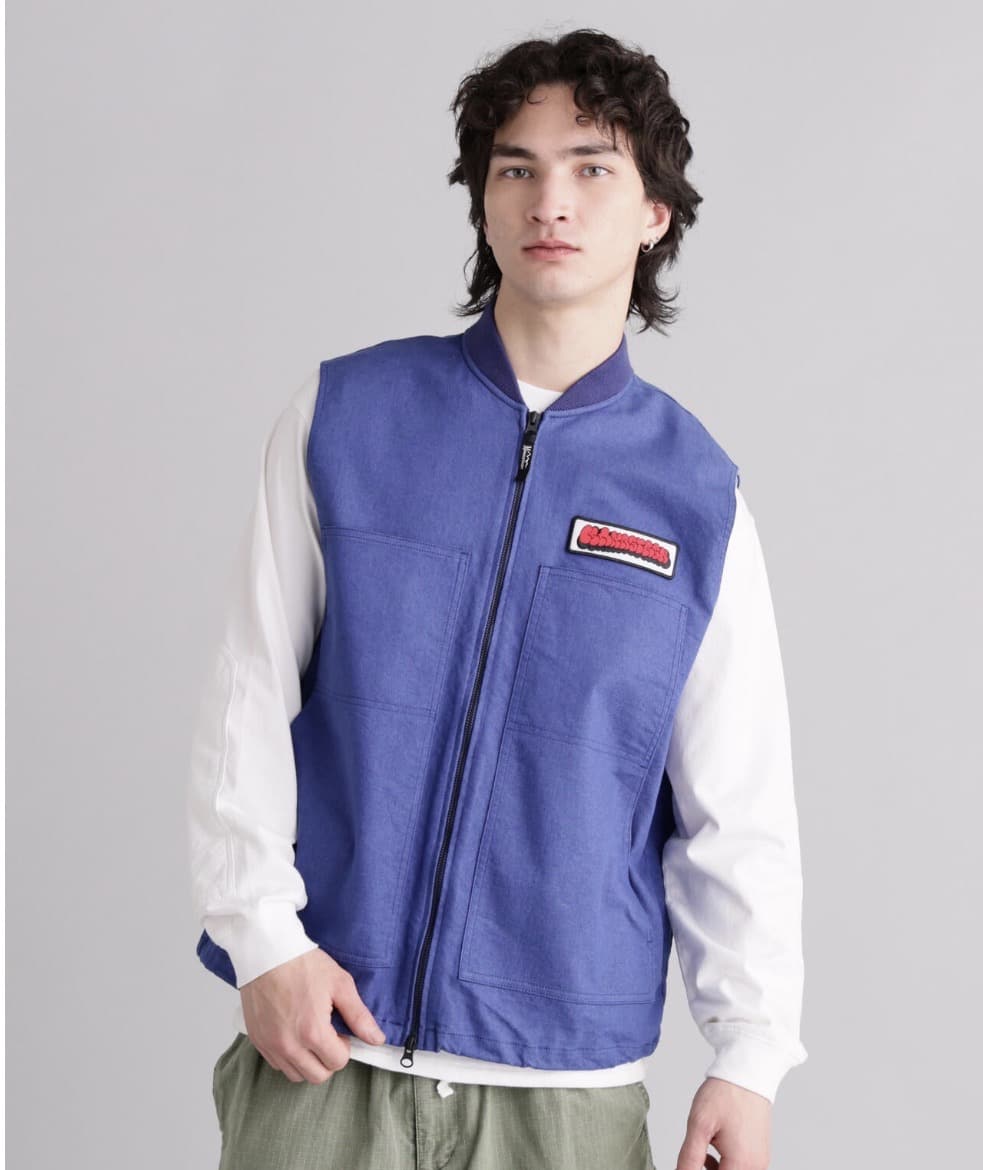 MANASTASH/マナスタッシュ/PATCHED LOGO WORK VEST BLUE S