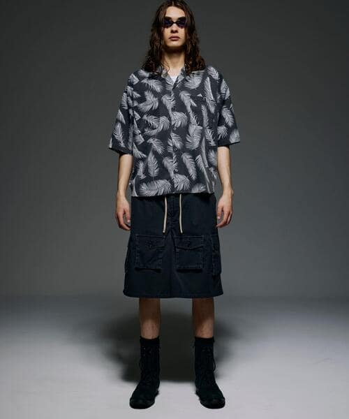B omnivore/ビーオムニボー　PIGMENT WIND CLOTH SHIRT ピグメントウインドクロスシャツ BLACK M