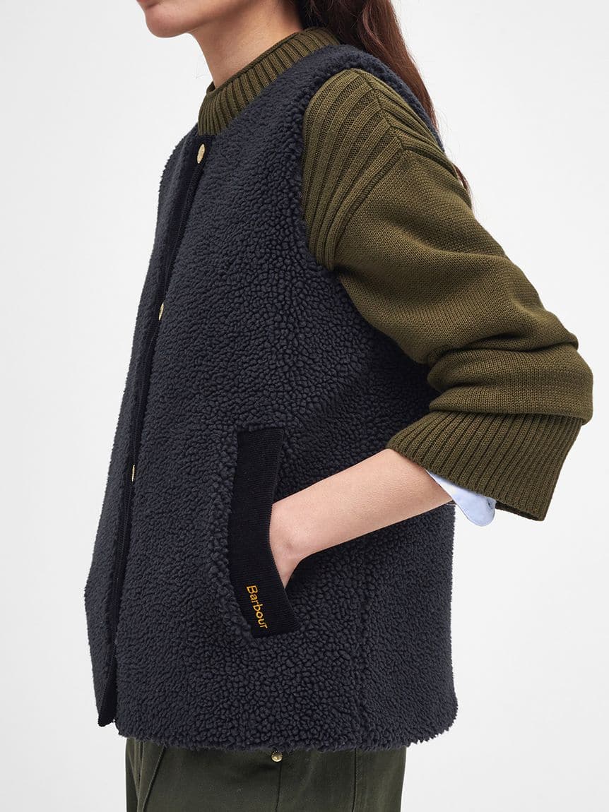 Barbour/バブアー Dulsie ボア ライナー ベスト BLACK 10