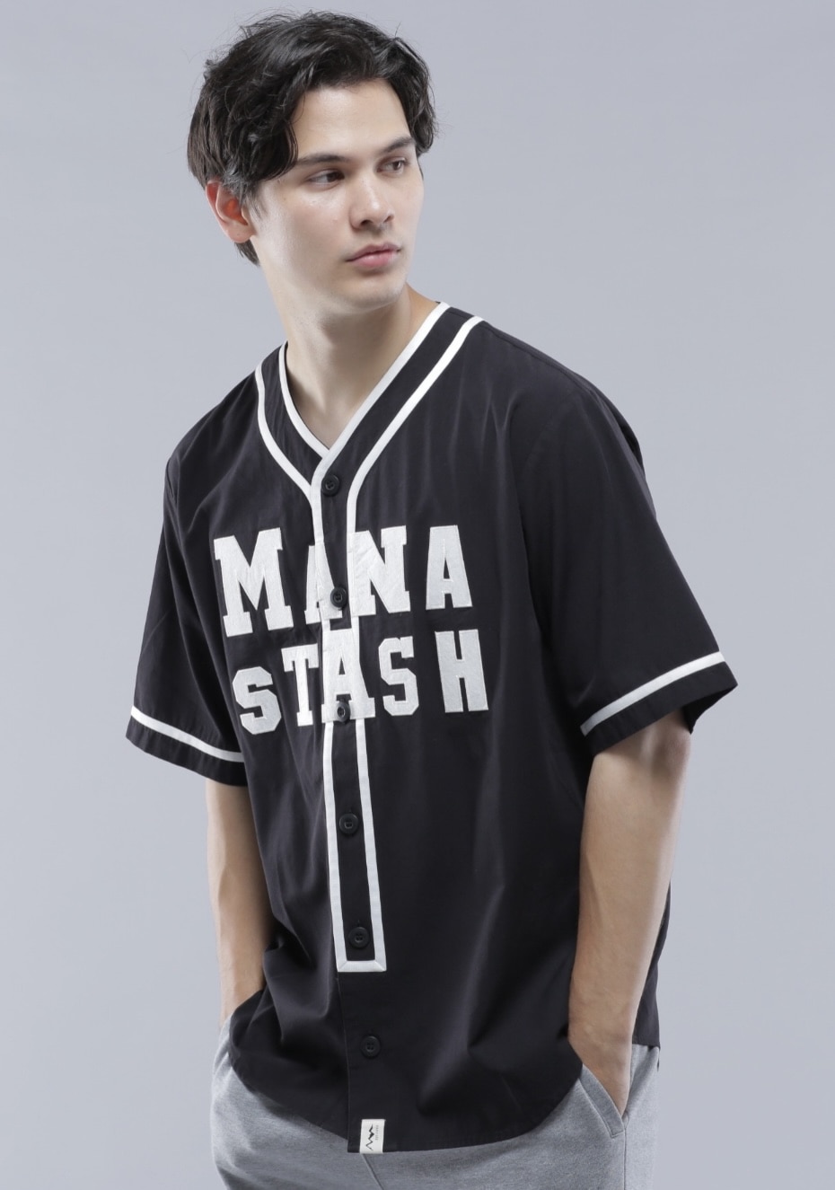 MANASTASH/マナスタッシュ/COLLEGE LOGO BB SHIRT GRAY M