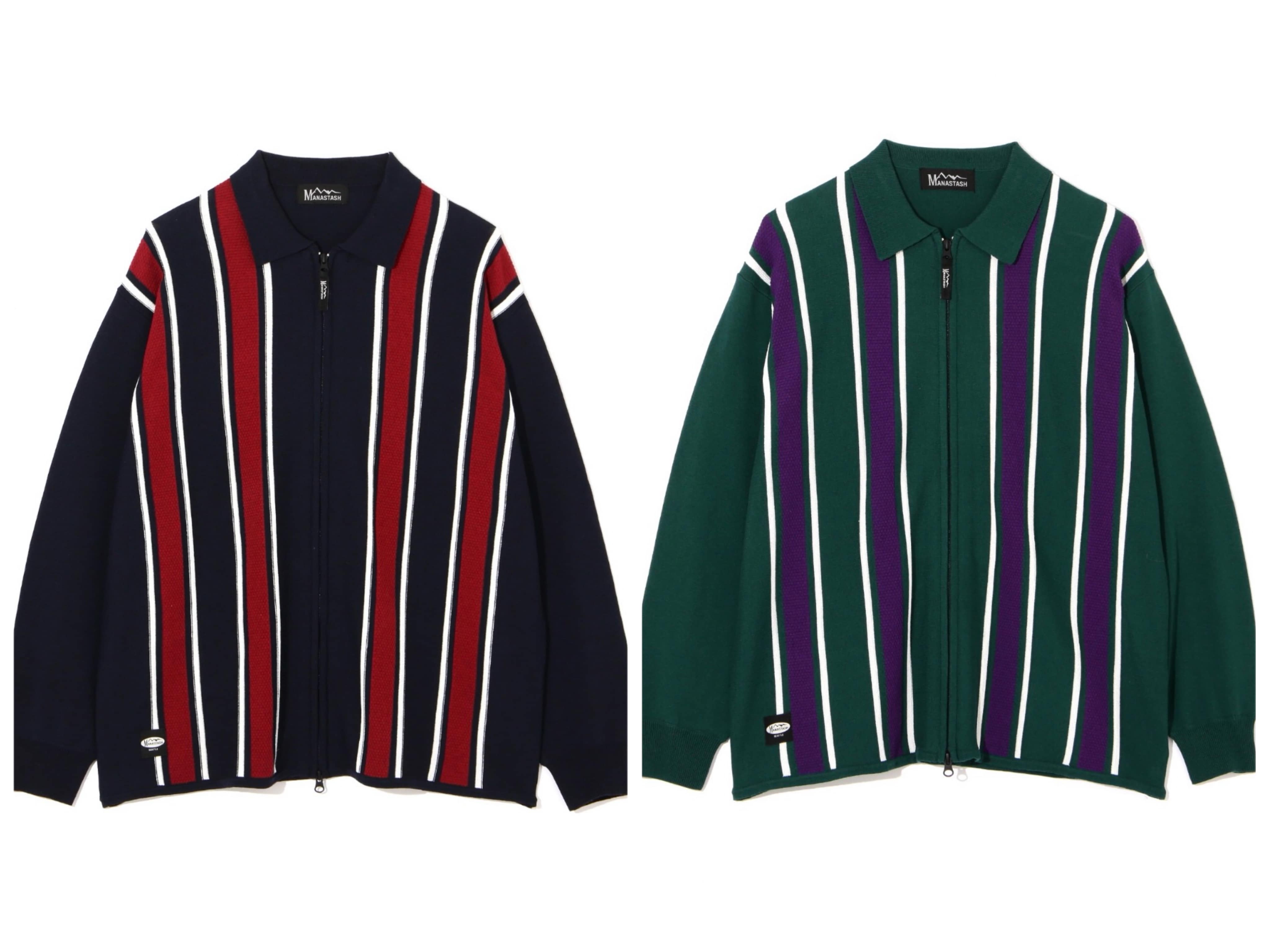 MANASTASH/マナスタッシュ/MCA STRIPE ZIP KNIT GREEN S