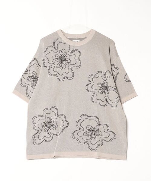 B omnivore/ビーオムニボー RNトラ総柄WJQD クルーネックS/S BLACK M