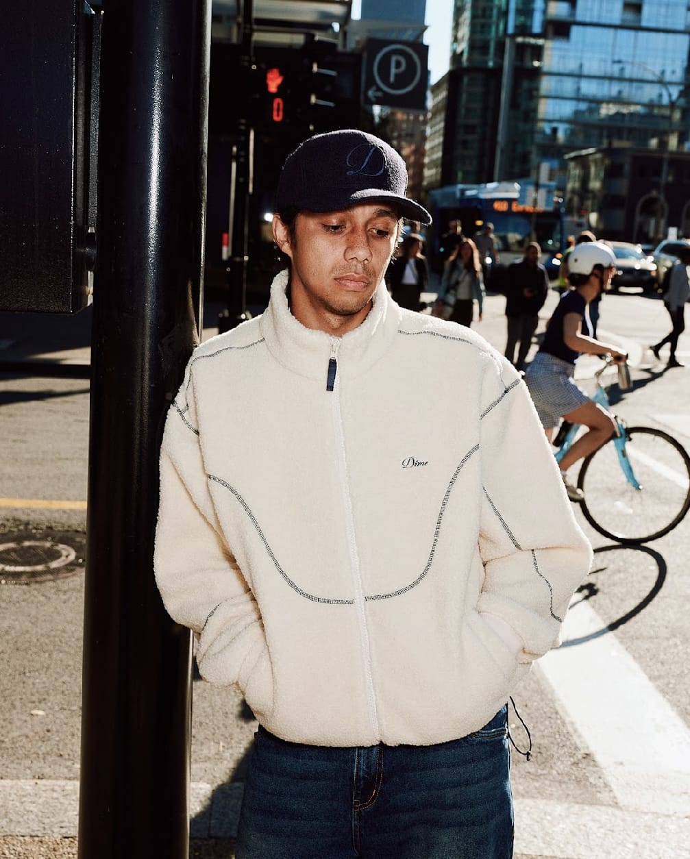 Dime/ダイム Polar Fleece Sherpa Zip Brown フリースジャケット BEIGE S