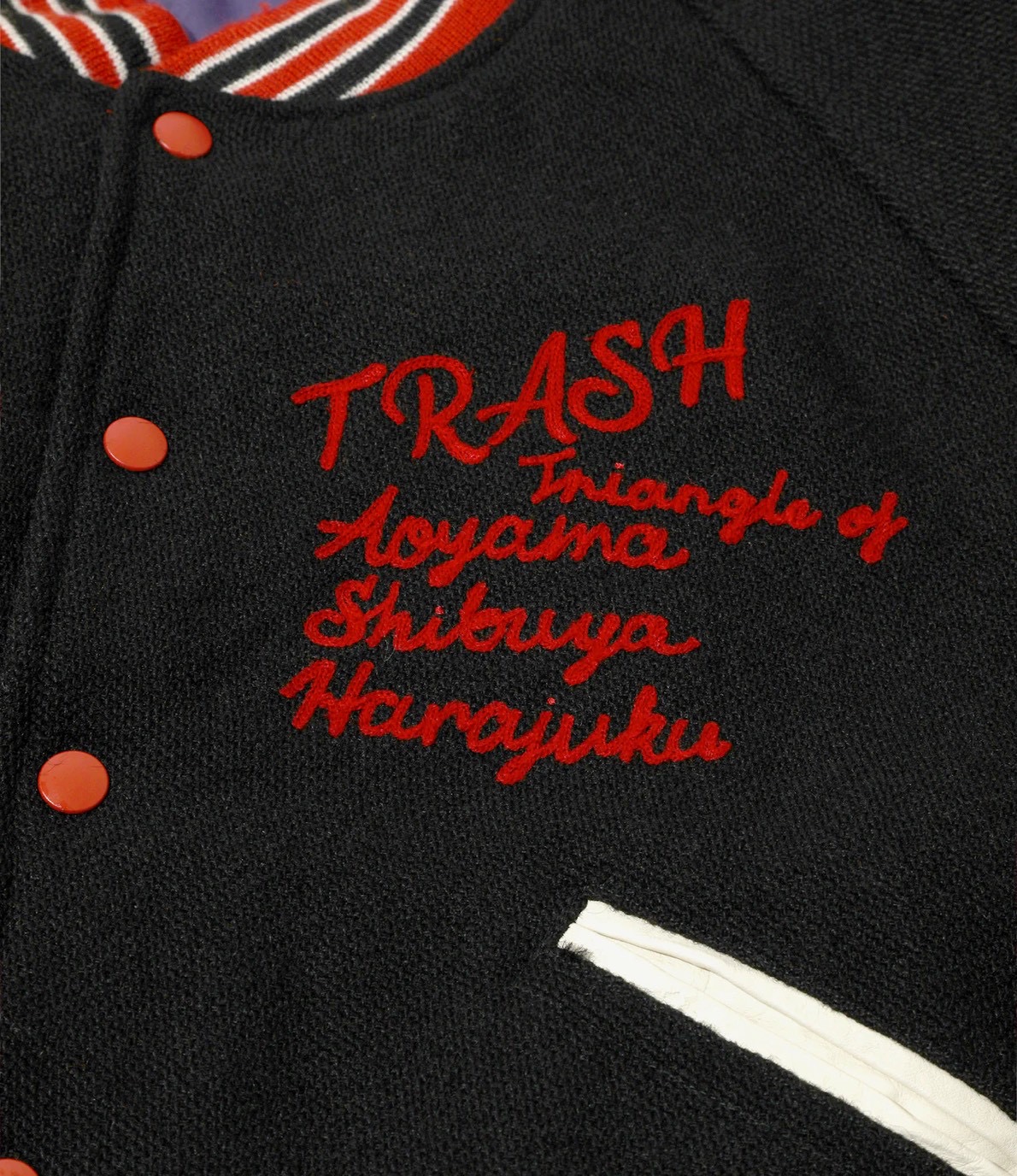 NEEDLES/ニードルズ/DECONSTRUCTED LETTERED JACKET - WOOL MELTON BLACK L