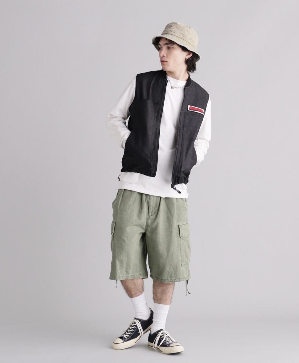 MANASTASH/マナスタッシュ/PATCHED LOGO WORK VEST BLACK S