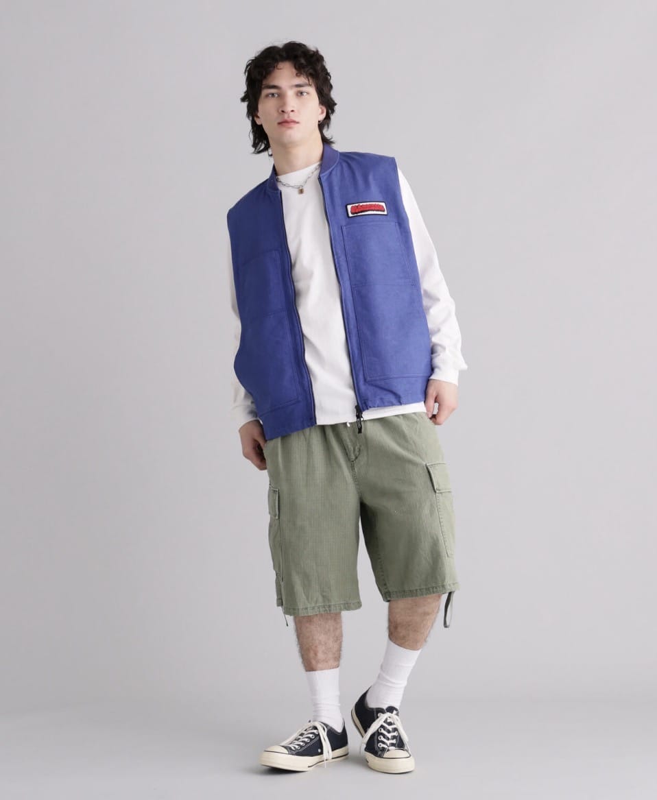 MANASTASH/マナスタッシュ/PATCHED LOGO WORK VEST BLUE S