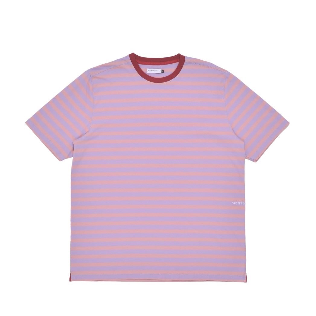 POP TRADING COMPANY/ポップトレーディングカンパニー/Striped Logo T-shirt PINK M