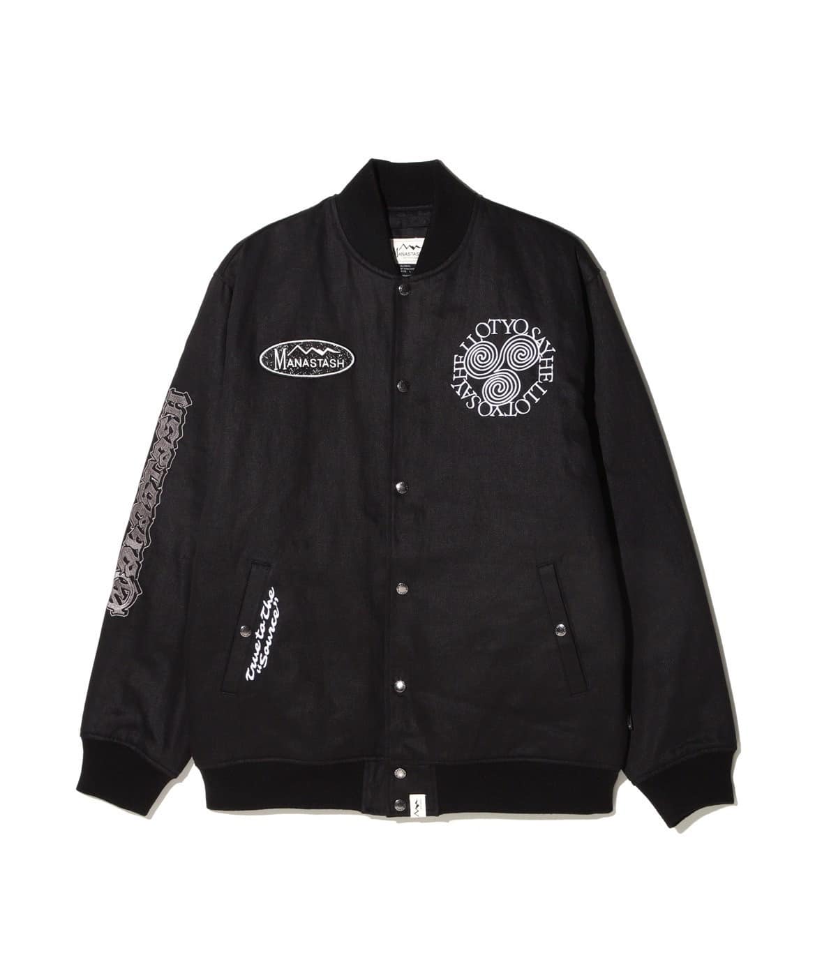 MANASTASH/マナスタッシュ/SAYHELLO HEMP VARSITY JACKET BALCK S