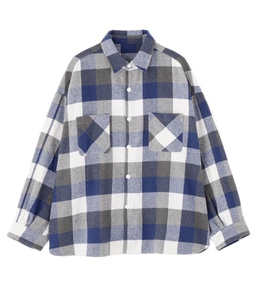B omnivore/ビーオムニボー/BLOCK CHECK SHIRTS ブロックチェックシャツ BLUE M