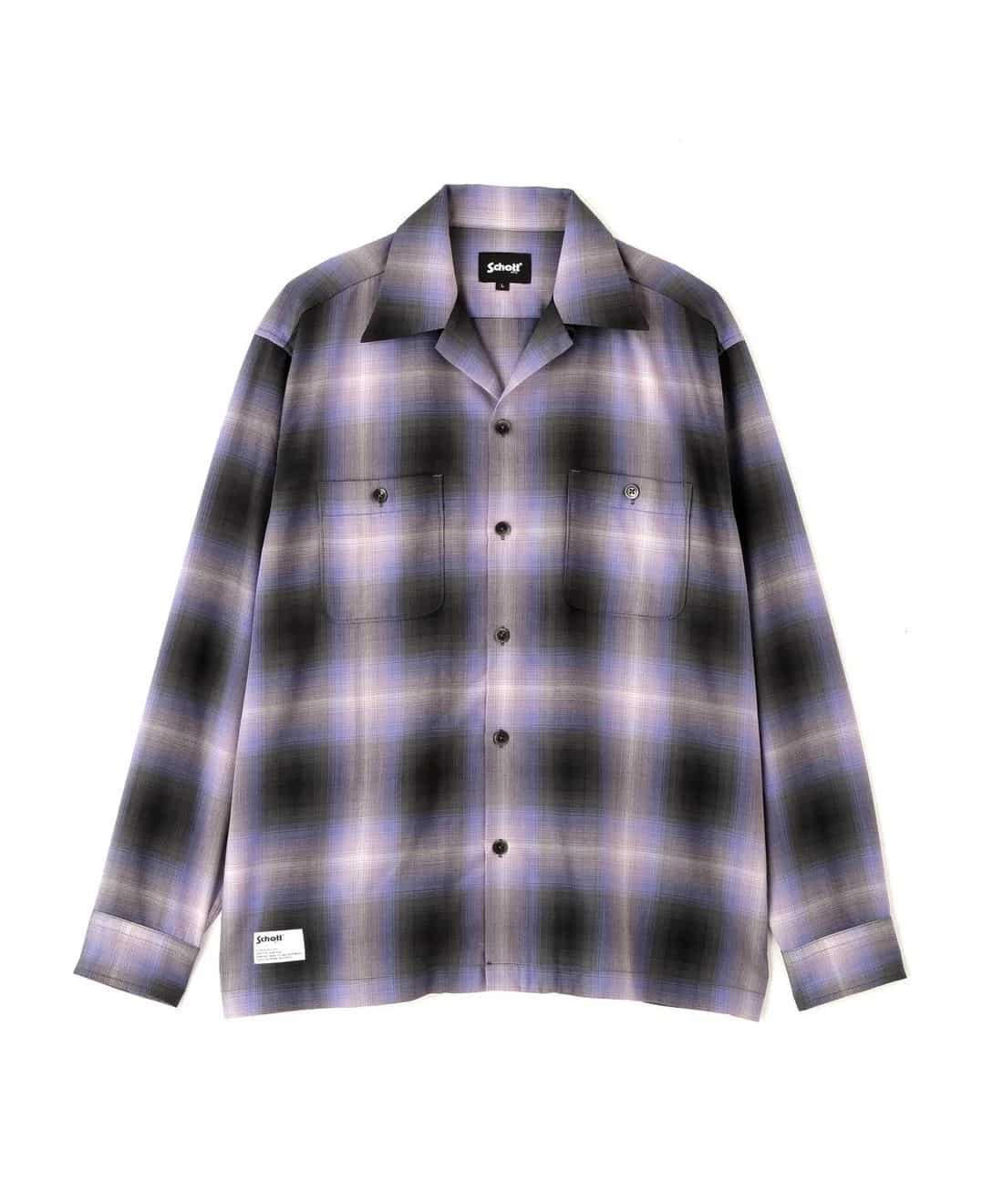 SCHOTT/ショット　OMBRE CHECK SHIRT/オンブレチェックシャツ LAVENDER M