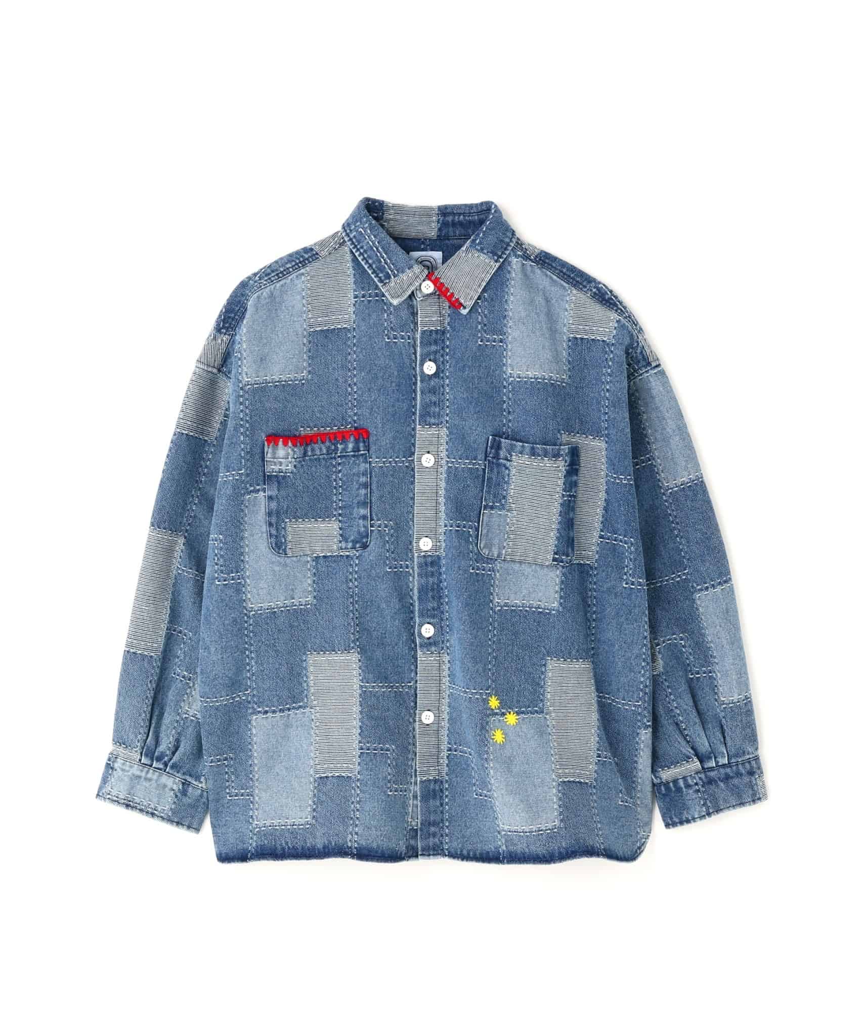 B omnivore/ビーオムニボー/PATCHWORK DENIM SHIRT デニムシャツ INDIGO M