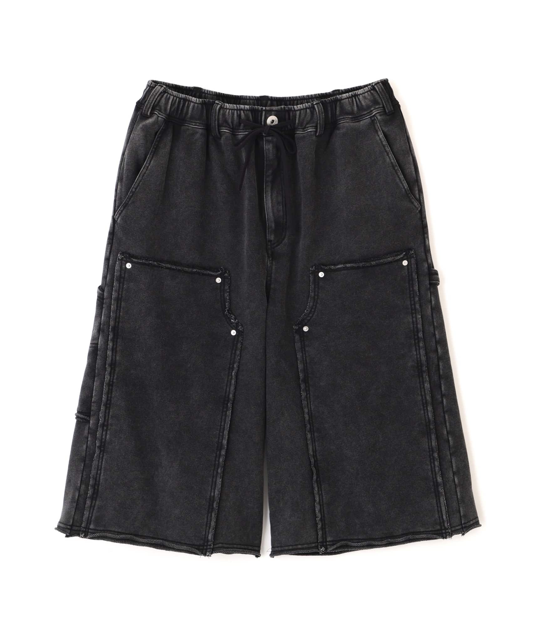 B omnivore/ビーオムニボー　W KNEE SHORTS SWT ダブルニーショーツスウェット BLACK M