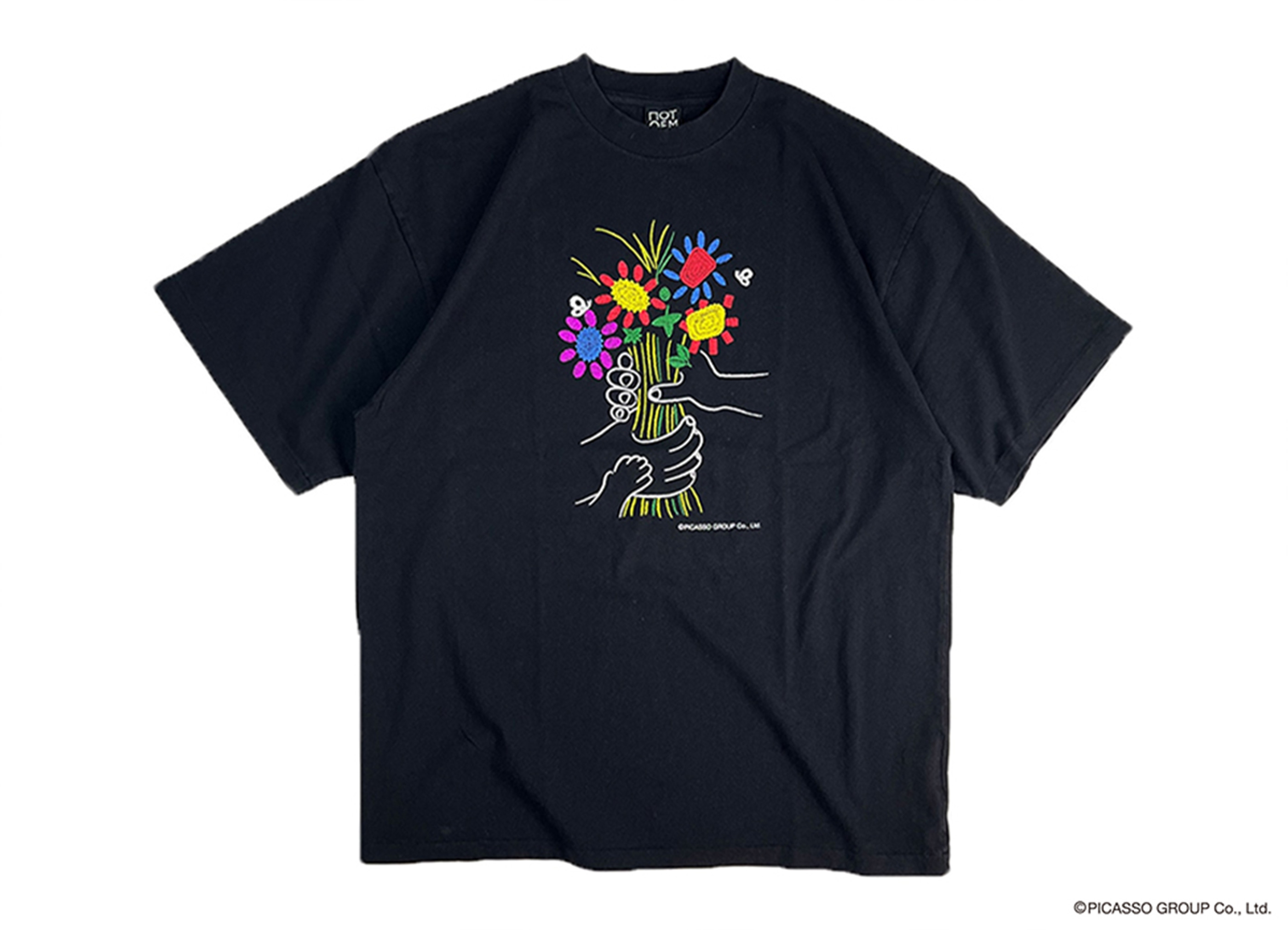 NOT OEM（ノットオーイーエム）/FLOWER /TEE BLACK S