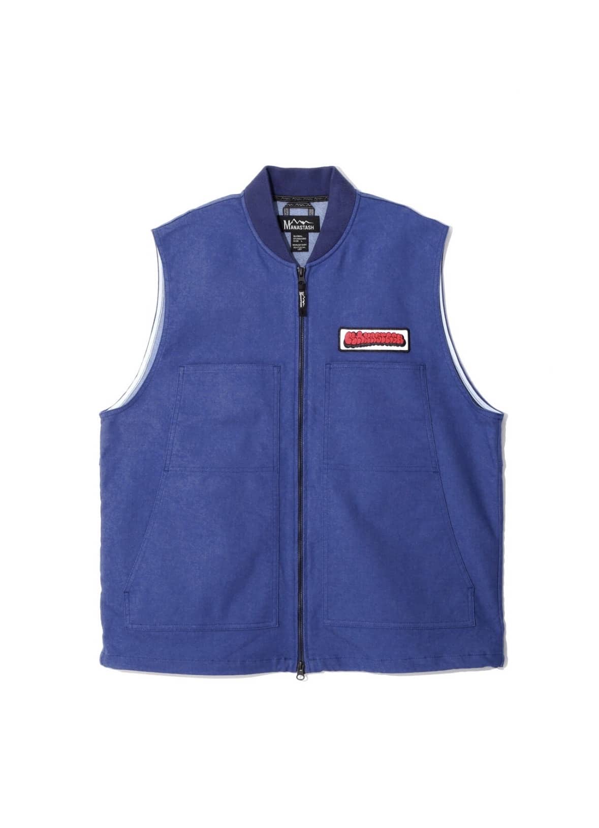 MANASTASH/マナスタッシュ/PATCHED LOGO WORK VEST BLUE S
