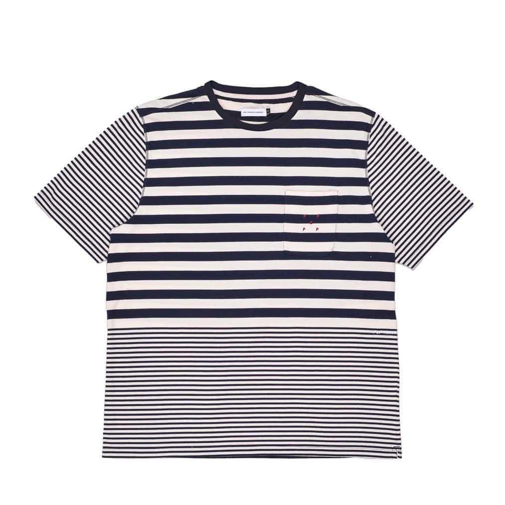 POP TRADING COMPANY/ポップトレーディングカンパニー/Striped Pocket T-shirt NAVY M